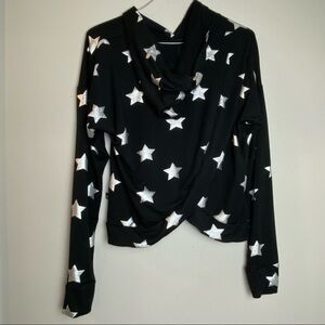 TEREZ Black/Silver Star Hoodie. Size M